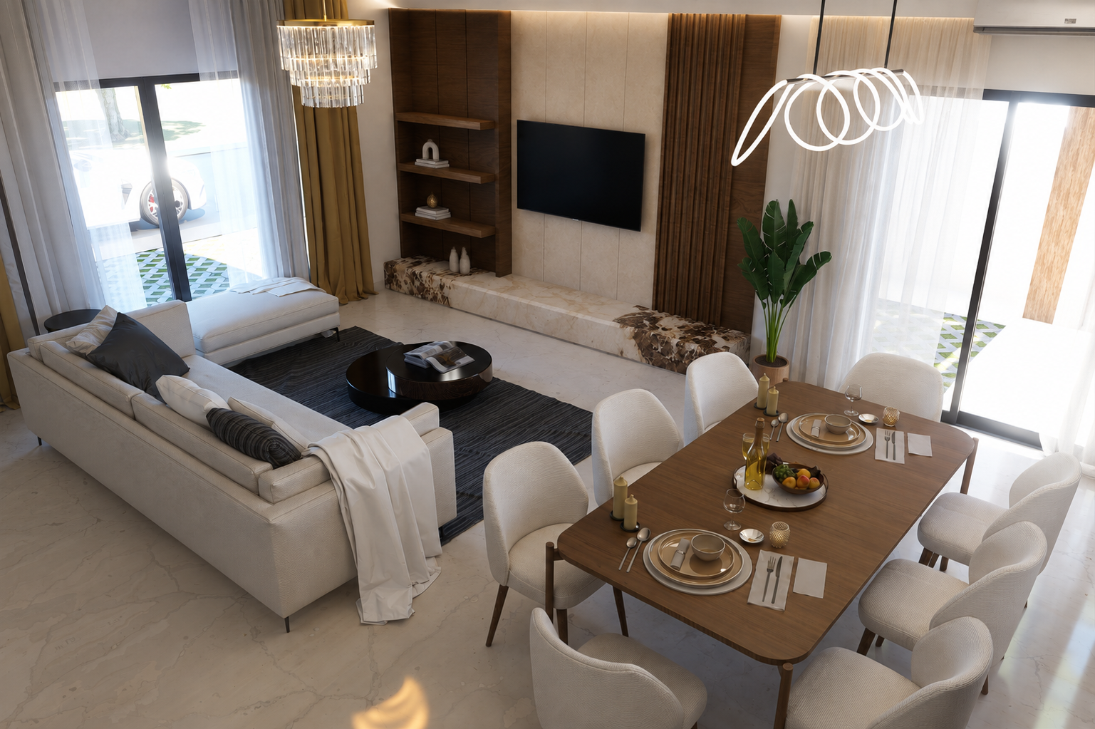Actual The BellaVista living room and dining area render
